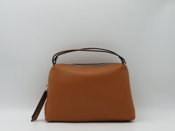 GIANNI CHIARINI BAULETTO BOMBATO MANO/TRACOLLA IN PELLE CUOIO