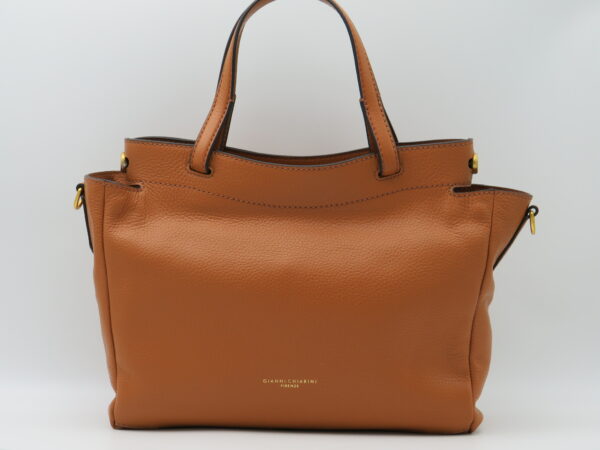 GIANNI CHIARINI BORSA  A MANO CON TRACOLLA IN PELLE MARTELLATA CUOIO
