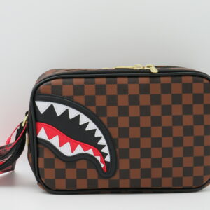 SPRAYGROUND DOPPIA ZIP DAMIER MARRONE