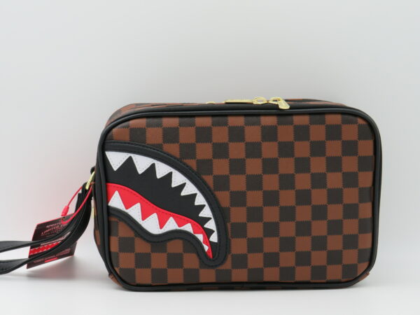 SPRAYGROUND DOPPIA ZIP DAMIER MARRONE