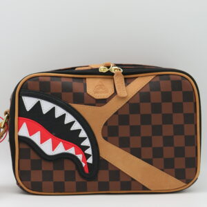 SPRAYGROUND BEAUTY DOPPIA ZIP DAMIER MARRONE/BEIGE