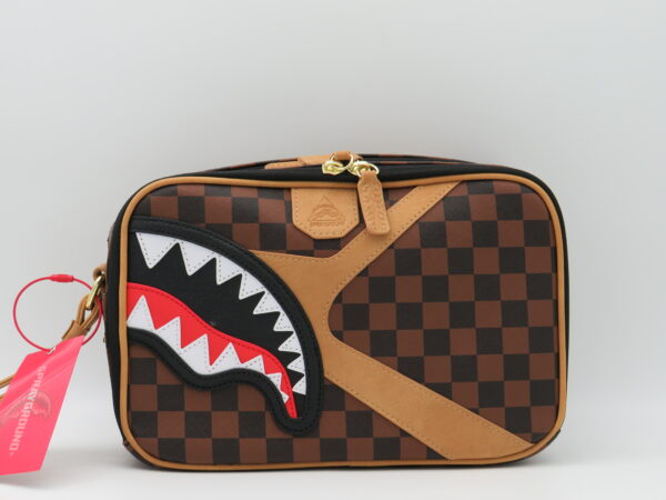 SPRAYGROUND BEAUTY DOPPIA ZIP DAMIER MARRONE/BEIGE