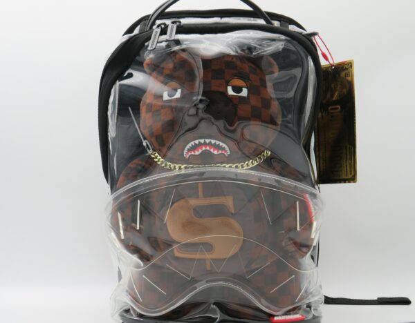 SPRAYGROUND ZAINO TRASPARENTE CON ORSO DAMIER MARRONE