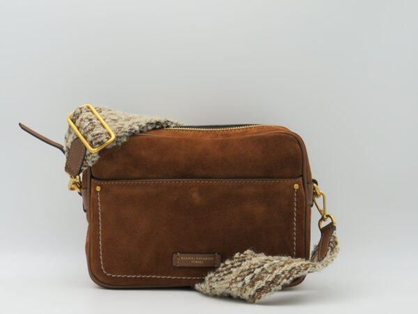 GIANNI CHIARINI TRACOLLA MEDIA CAMOSCIO COGNAC