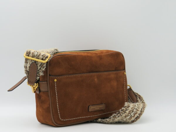 GIANNI CHIARINI TRACOLLA MEDIA CAMOSCIO COGNAC - immagine 2