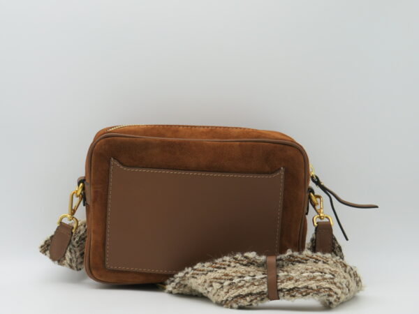 GIANNI CHIARINI TRACOLLA MEDIA CAMOSCIO COGNAC - immagine 3