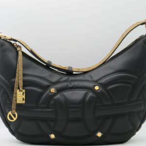 BORBONESE HOBOBAG IN PELLE VITELLO NERO+CAMOSCIO