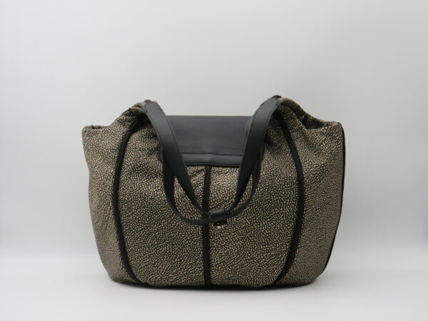 BORBONESE SHOPPING GRANDE JET MARRONE E PELLE - immagine 3