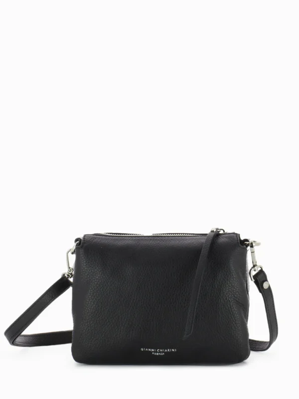 GIANNI CHIARINI TRACOLLA PICCOLA 3 SOFFIETTI PELLE MARTELLATA NERO