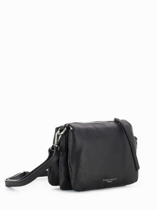 GIANNI CHIARINI TRACOLLA PICCOLA 3 SOFFIETTI PELLE MARTELLATA NERO - immagine 2