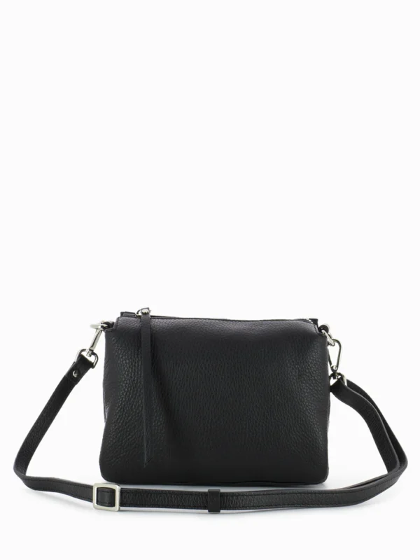 GIANNI CHIARINI TRACOLLA PICCOLA 3 SOFFIETTI PELLE MARTELLATA NERO - immagine 3