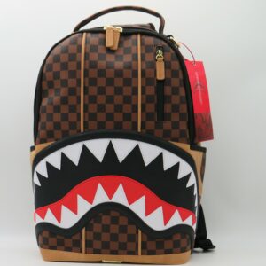 SPRAYGROUND ZAINO PORTAPC DAMIER MARRONE E CUOIO
