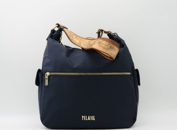 ALVIERO MARTINI 1 CLASSE TRACOLLA GRANDE CON TASCHE LATERALI NYLON BLU