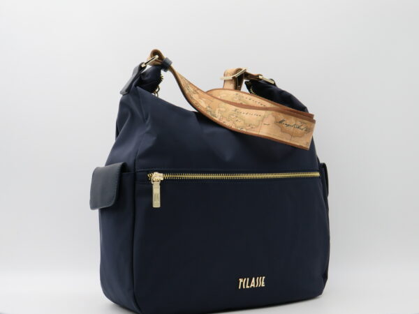 ALVIERO MARTINI 1 CLASSE TRACOLLA GRANDE CON TASCHE LATERALI NYLON BLU - immagine 2