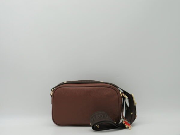PIERO GUIDI TRACOLLA CUBETTO IN PELLE MARRONE LOGO ORO - immagine 3