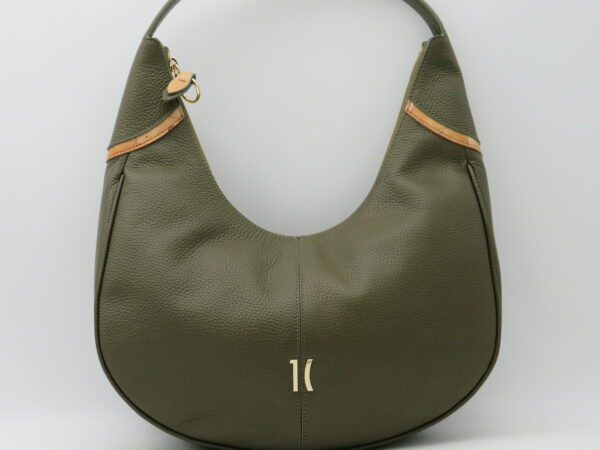 ALVIERO MARTINI 1'CLASSE HOBOBAG GRANDE PELLE MARTELLATA VERDE MUSCHIO+ GEO