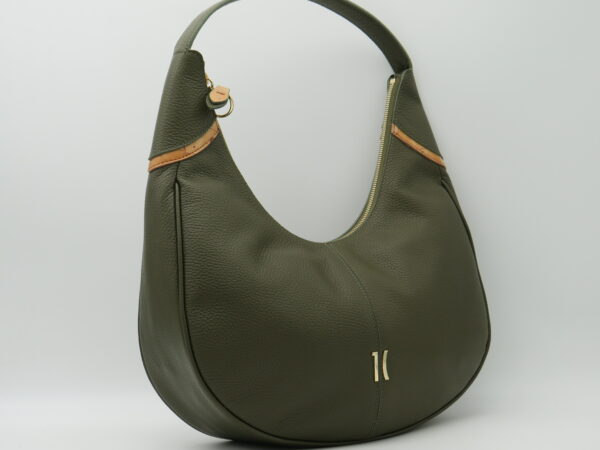 ALVIERO MARTINI 1'CLASSE HOBOBAG GRANDE PELLE MARTELLATA VERDE MUSCHIO+ GEO - immagine 2