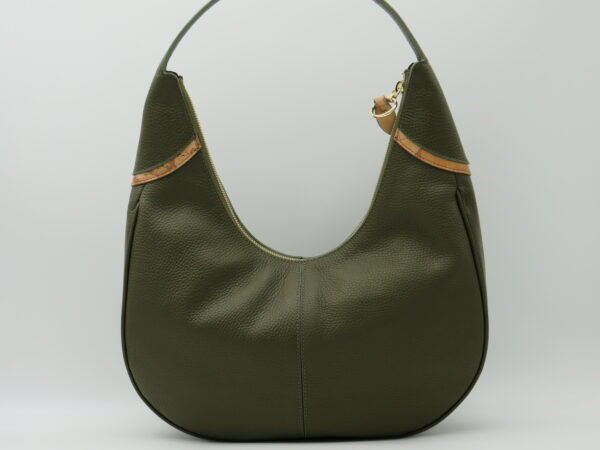 ALVIERO MARTINI 1'CLASSE HOBOBAG GRANDE PELLE MARTELLATA VERDE MUSCHIO+ GEO - immagine 3