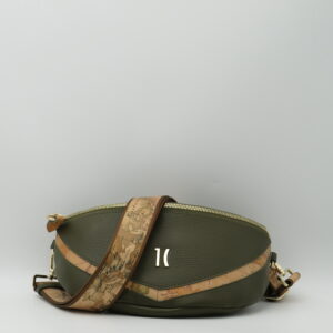 ALVIERO MARTINI 1'CLASSE MARSUPIO IN PELLE MARTELLATA VERDE MUSCHIO E GEO
