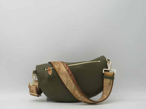 ALVIERO MARTINI 1'CLASSE MARSUPIO IN PELLE MARTELLATA VERDE MUSCHIO E GEO - immagine 3