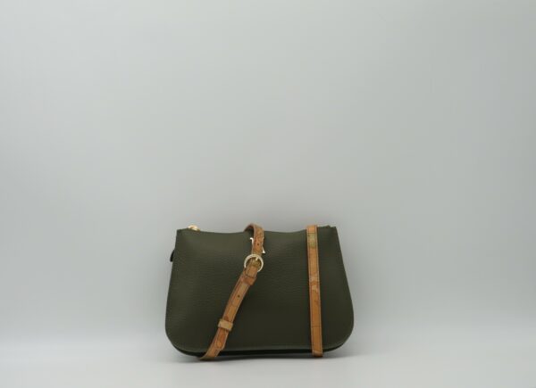 ALVIERO MARTINI 1'CLASSE TRACOLLA MINI PELLE MARTELLATA VERDE MUSCHIO E GEO