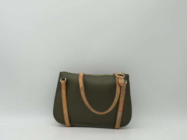 ALVIERO MARTINI 1'CLASSE TRACOLLA MINI PELLE MARTELLATA VERDE MUSCHIO E GEO - immagine 3