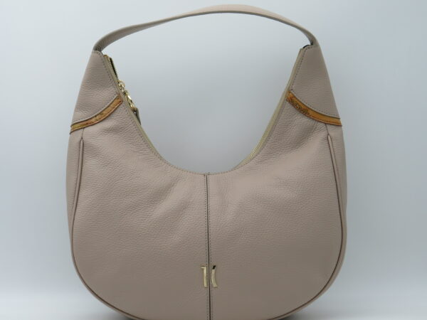 ALVIERO MARTINI 1'CLASSE HOBOBAG GRANDE PELLE MARTELLATA TAUPE+GEO