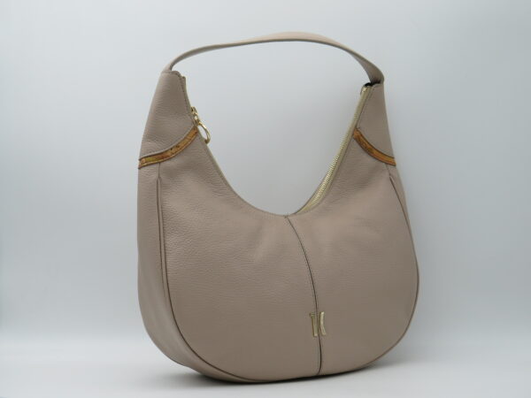 ALVIERO MARTINI 1'CLASSE HOBOBAG GRANDE PELLE MARTELLATA TAUPE+GEO - immagine 2