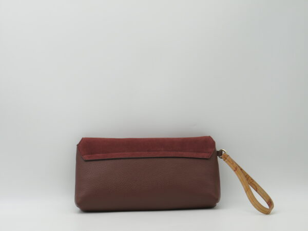 ALVIERO MARTINI 1'CLASSE POCHETTE CAMOSCIO/PELLE MARTELLATA MOGANO - immagine 3