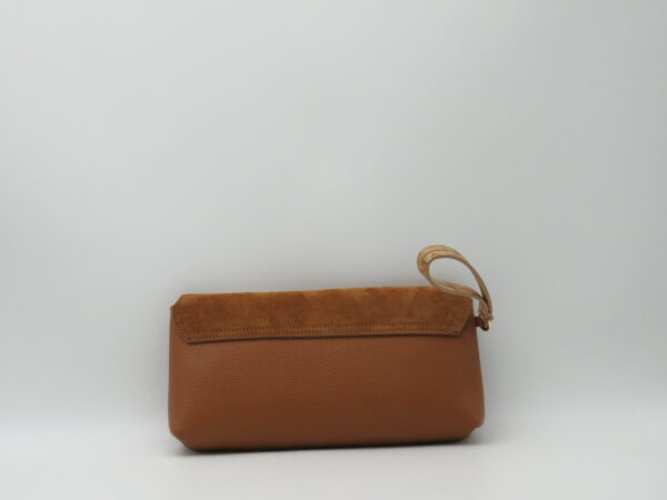 ALVIERO MARTINI 1'CLASSE POCHETTE/POLSIERA CAMOSCIO E PELLE COGNAC - immagine 3