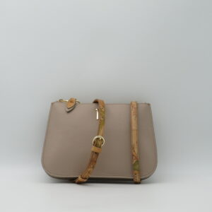 ALVIERO MARTINI 1'CLASSE TRACOLLA MINI IN PELLE MARTELLATA TAUPE E GEO