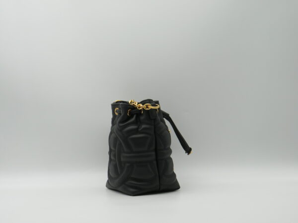 BORBONESE SECCHIELLO MINI IN  PELLE NERO RIFINITURE TAPIRO - immagine 3