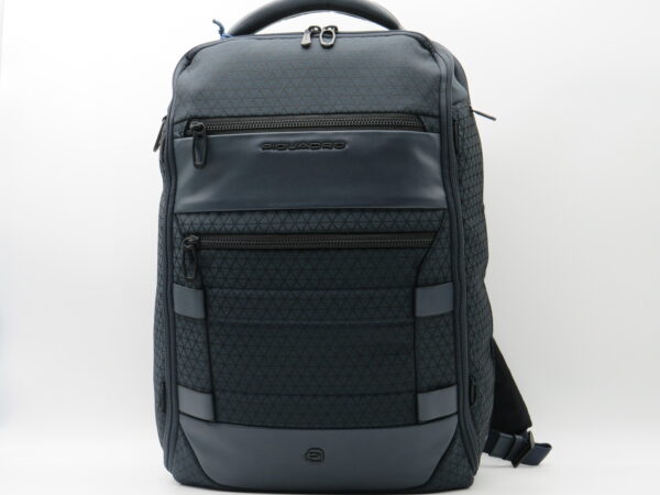 PIQUADRO ZAINO GRANDE PORTAPC DOPPIA ZIP CARBONIO ROMBI BLU