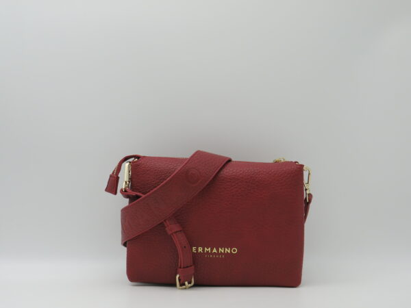 ERMANNO FIRENZE TRACOLLA 3 SOFFIETTI ECOPELLE BORDEAUX - immagine 3