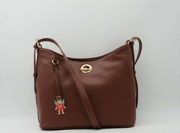 PIERO GUIDI TRACOLLA GRANDE MARRONE IN PELLE MARRONE RIFINITURE ORO