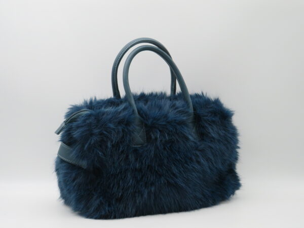 M-BRC BORSA MEDIA MANO/TRACOLLA ECO PELLICCIA BLU - immagine 2