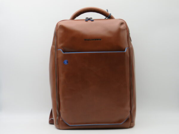 PIQUADRO ZAINO GRANDE PORTAPC DOPPIA ZIP BLUESQUARE CUOIO