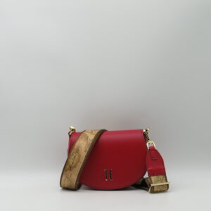 ALVIERO MARTINI 1CLASSE TRACOLLA MINI STONDATA CON PATTA PELLE ROSSO LAMPONE+GEO