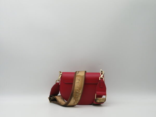 ALVIERO MARTINI 1CLASSE TRACOLLA MINI STONDATA CON PATTA PELLE ROSSO LAMPONE+GEO - immagine 3