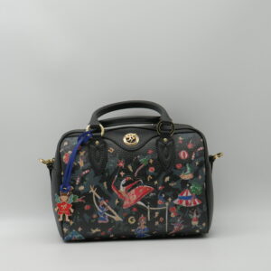PIERO GUIDI BAULETTO MEDIO A MANO CON TRACOLLA PELLE CIRCUS NERO