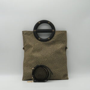 BORBONESE BUSTA MEDIA MANO/TRACOLLA RIPIEGABILE JET MARRONE