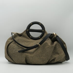 BORBONESE BORSA ARRICCIATA MANO/TRACOLLA JET MARRONE