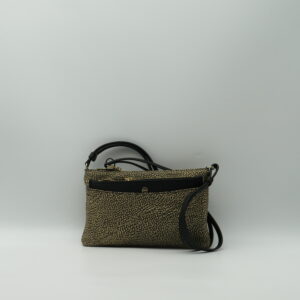 BORBONESE SOTTOBRACCIO/TRACOLLA MINI JET MARRONE CON BUSTA ESTRAIBILE