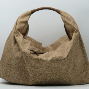 BORBONESE HOBOBAG GRANDE  MANICO IN PELLE E JET NOCCIOLA