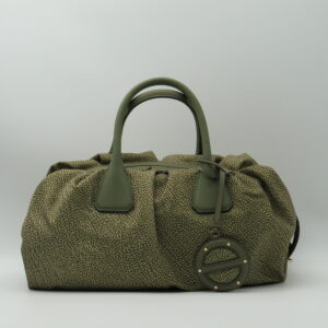 BORBONESE BAULETTO MANO E TRACOLLA CON CIONDOLO/SPECCHIETTO JET VERDE OLIVA