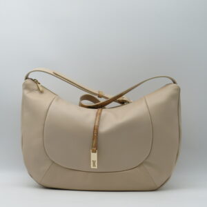 ALVIERO MARTINI 1'CLASSE TRACOLLA GRANDE STONDATA PELLE LISCIA BIANCO AVORIO+GEO