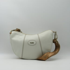 ALVIERO MARTINI 1'CLASSE TRACOLLA MEDIA STONDATA IN PELLE MARTELLATA BIANCO AVORIO+ GEO