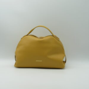 BORBONESE SEXY BAG MEDIA A MANO CON TRACOLLA PELLE GIALLO ZAFFERANO