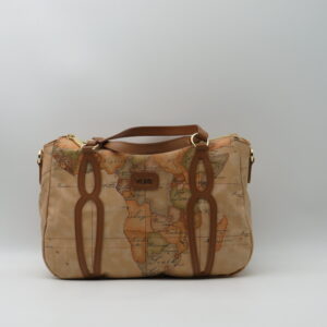 ALVIERO MARTINI 1'CLASSE BAULETTO MEDIO MANO/TRACOLLA GEO GOMMATO+PELLE MARRONE TABACCO