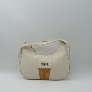 ALVIERO MARTINI 1'CLASSE TRACOLLA PICCOLA STONDATA BIANCO AVORIO+GEO